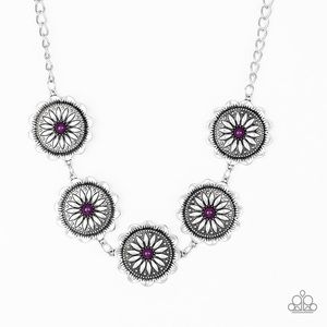 Silver and purple flower necklace